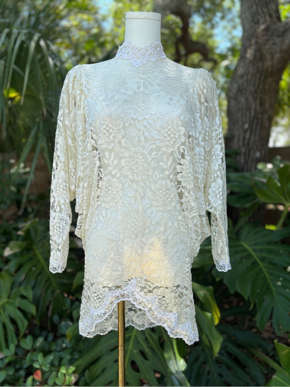 Vintage Victorian Revival Ivory Lace Mini Dress